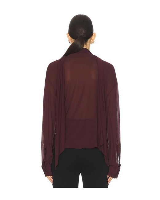 Atlein Purple Draped Collar Blouse