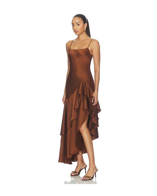 Susana Monaco Brown Double Ruffle High Low Dress