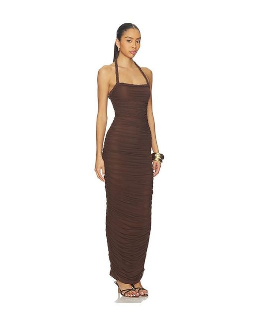 SNDY'S Women's Brown Gianna Ruched Halterneck Maxi Dress - www.desnorhaar.be SNDY'S Women's Brown Gianna Ruched Halterneck Maxi Dress - www.desnorhaar.be