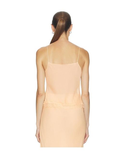 Helsa Natural Viscose Satin Cami With Lace