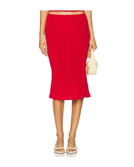 GUIZIO Red Selene Midi Skirt