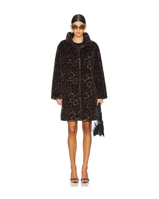 Apparis Black Blair Leopard Mid Length Coat