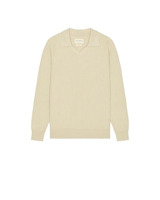 Far Afield Natural Clifford Knitted Ribbed Polo for men