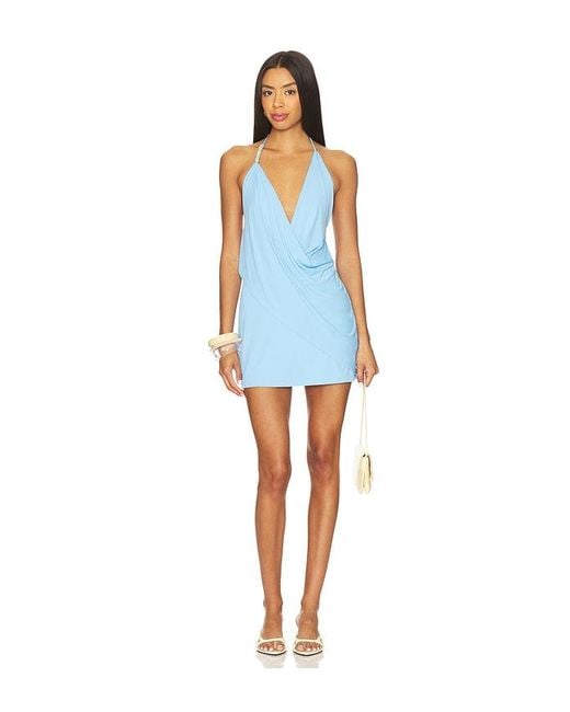 Runaway the Label Blue Eilish Halter Mini Dress