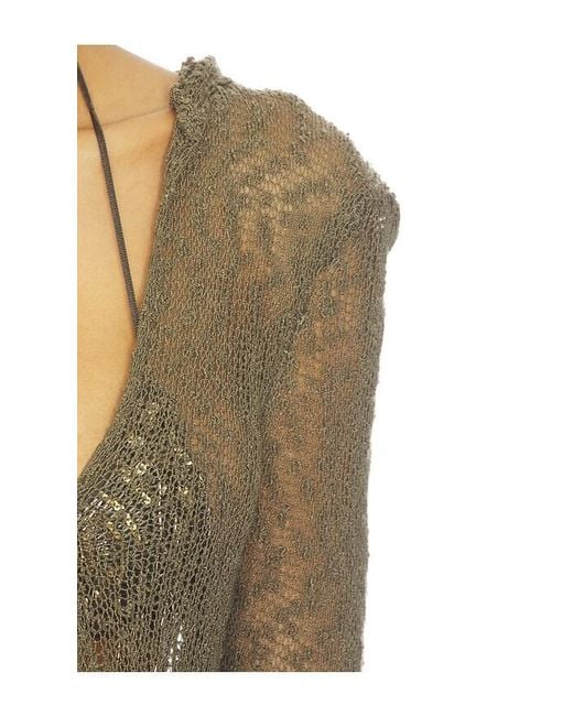 Jaded London Natural Knit Hooded Cutout Mini Dress