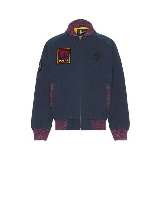 by Parra Blue Skull Stalker Varsity Jacket for men
