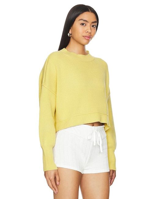 Free People Yellow CROPPED-PULLOVER EASY STREET