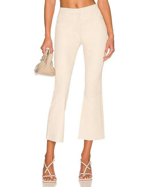 Theory Leather Kick Pant in Cream 