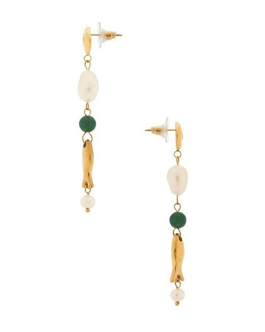 Casa Clara Green La Paz Wood And Gold Beaded Earring
