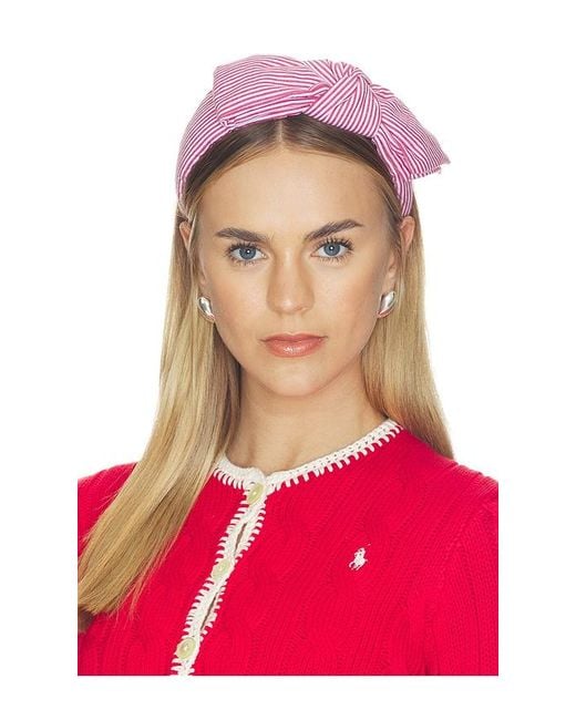 Lele Sadoughi Red Holly Seersucker Headband