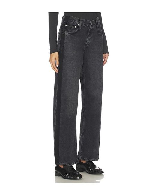 Citizens of Humanity Black Lindz Low Rise Easy Straight With Tuxedo Stripe Jeans