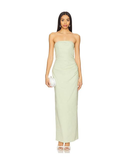 Shona Joy White Lani Strapless Draped Maxi Dress