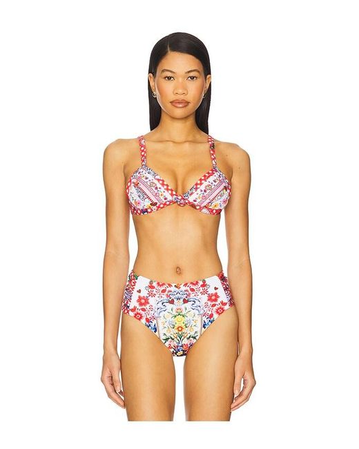 TRI BRA BIKINI WITH MULTICLR STITCH WINDMILLS AND WILDFLOWERS