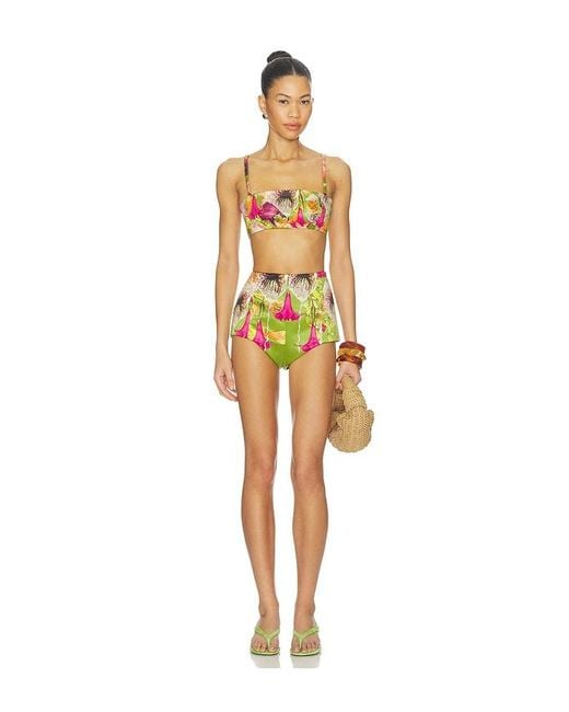 Muma World Green Beaded Floral Canopy Crop Top