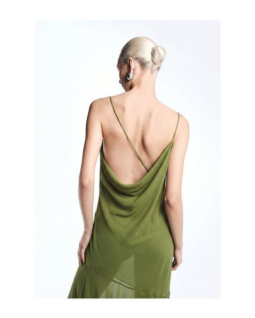 REVOLVE LOS ANGELES Green Siagre Silk Backless Gown