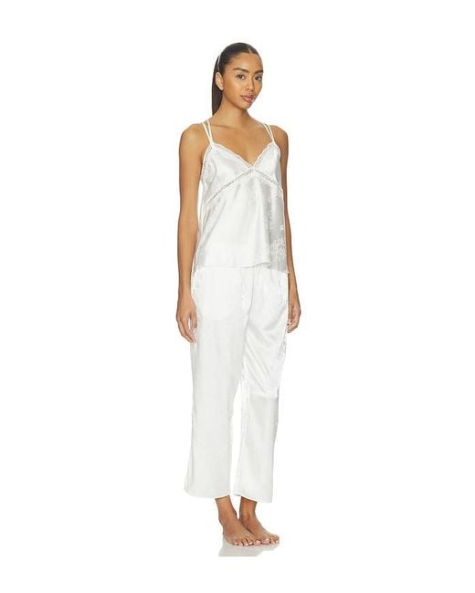Flora Nikrooz White Florence Solid Jacquard Charmeuse Capri Set