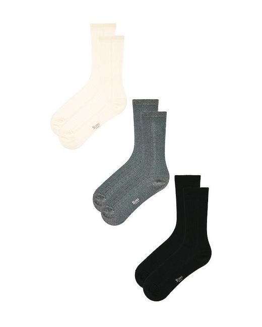 Stems White Cotton Cashmere Crew Socks Pack Of 3