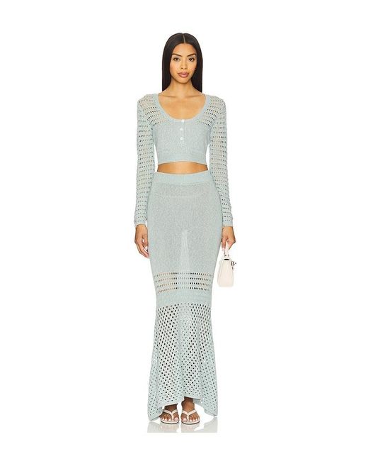 Matthew Bruch Multicolor Striped Mesh Long Sleeve Cropped Henley