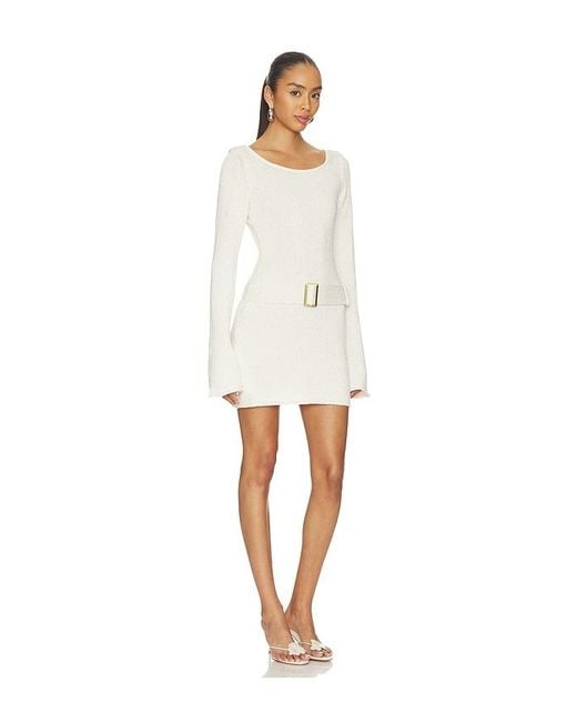 Asta Resort White Maya Long Sleeve Mini Belted Dress