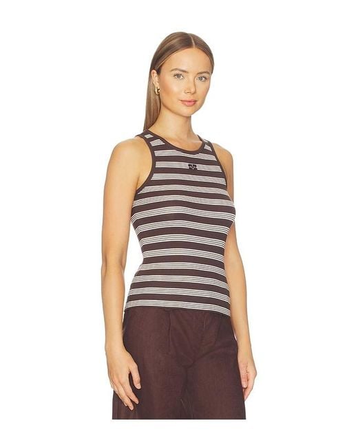 Ganni Brown Soft Cotton Rib Tank Top