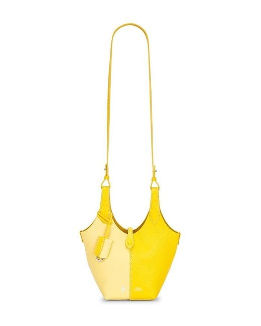 Polo Ralph Lauren Yellow Shiny Drum Pebble Small Crossbody Bag