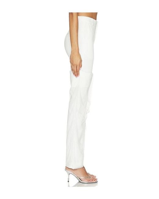 MARRKNULL White Mesh Panel Long Pant