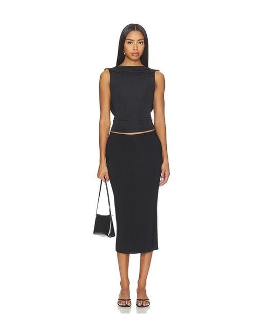 Norma Kamali Black Flat Front Straight Skirt