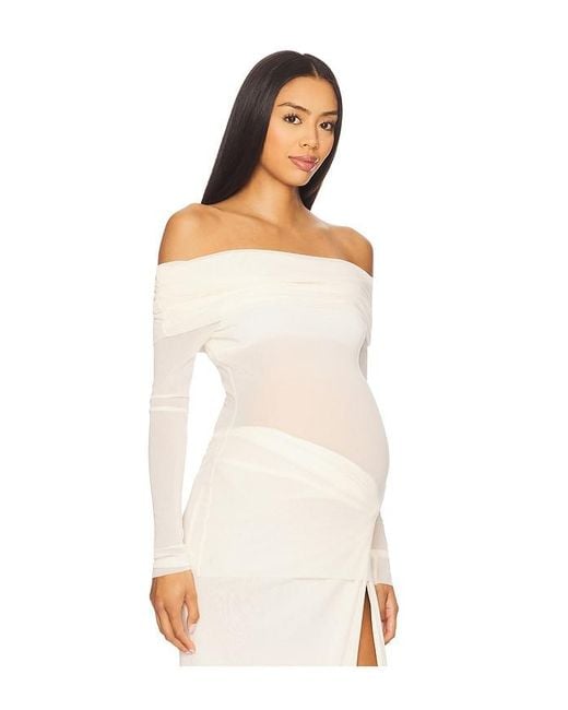 BUMPSUIT White Off The Shoulder Mesh Top