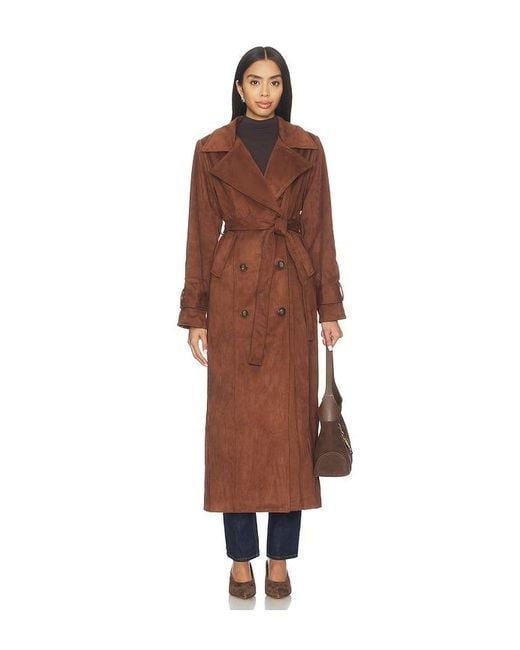 SNDY'S Brown Sutton Faux Suede Trench Coat