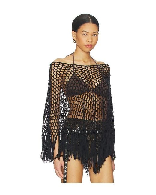 MORE TO COME Black Loren Knit Poncho