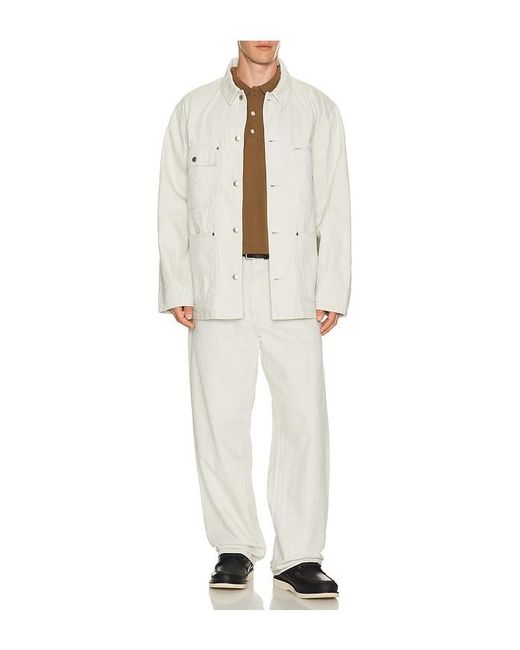 vowels White Chore Jacket for men