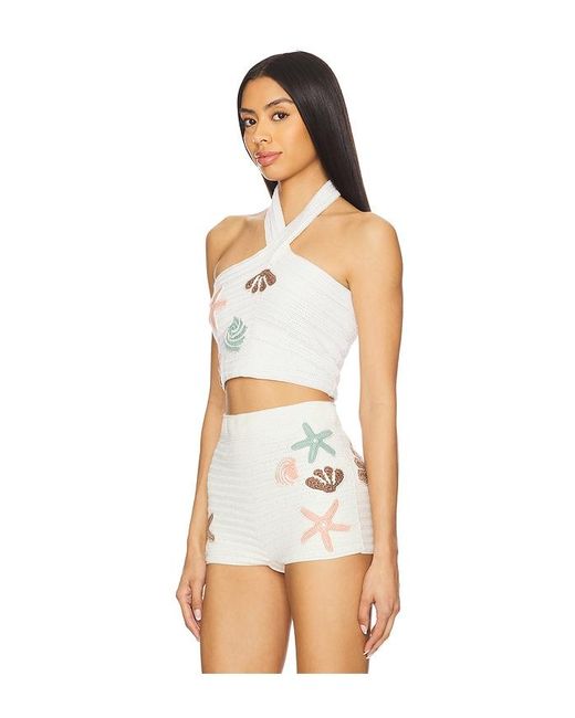 Top Ganchillo En Talla (También En M, S) MY BEACHY SIDE de color White