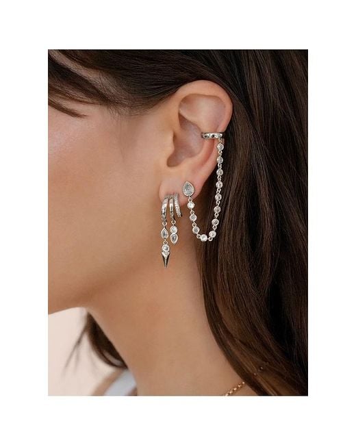 Ettika Metallic Ear Cuff Crystal Chain Stud