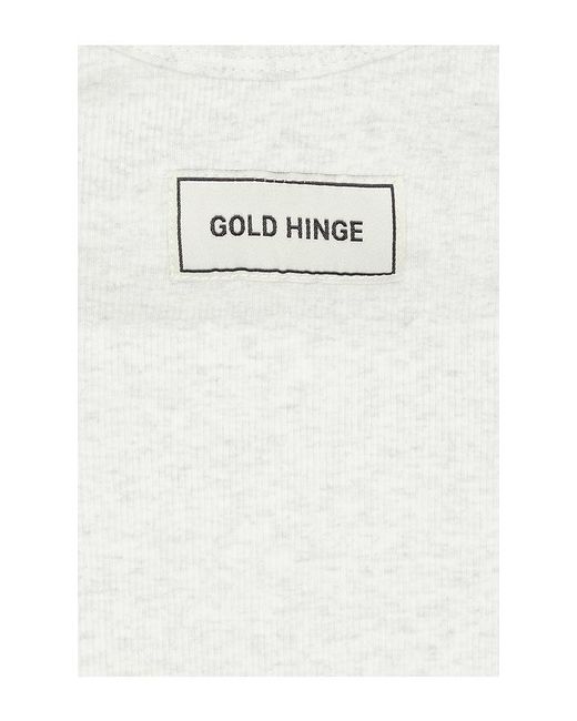 Gold Hinge White Ribbed Cotton Tank Top