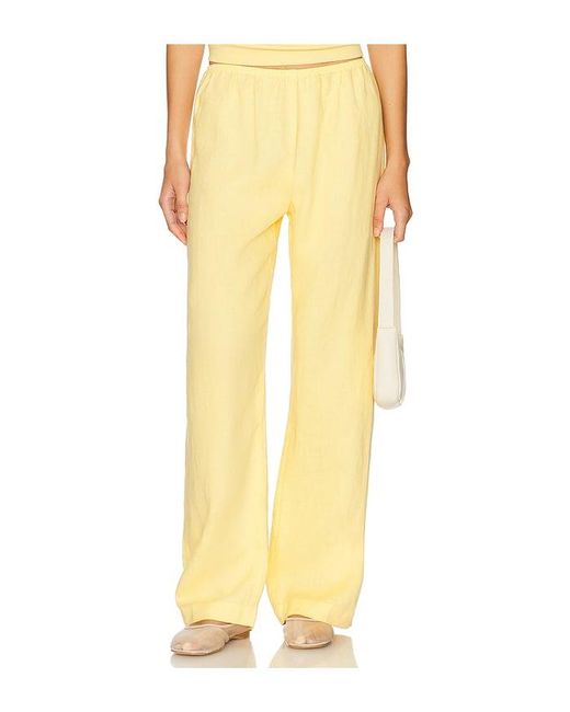 DONNI. Yellow The Linen Simple Pant