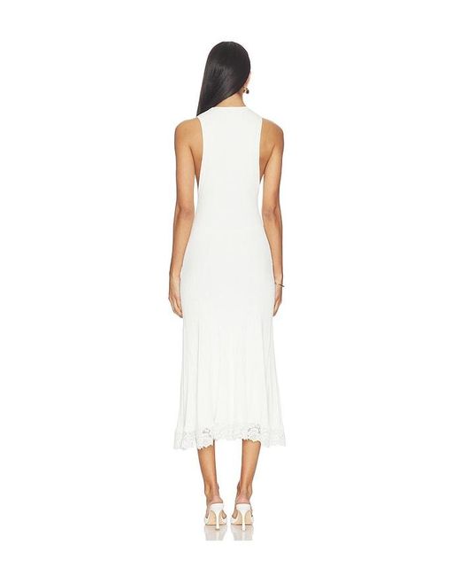 Self-Portrait White Knit Lace Insert Midi Dress