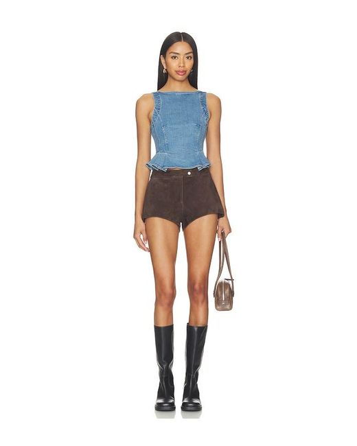Free People Blue Sunfaded Denim Top