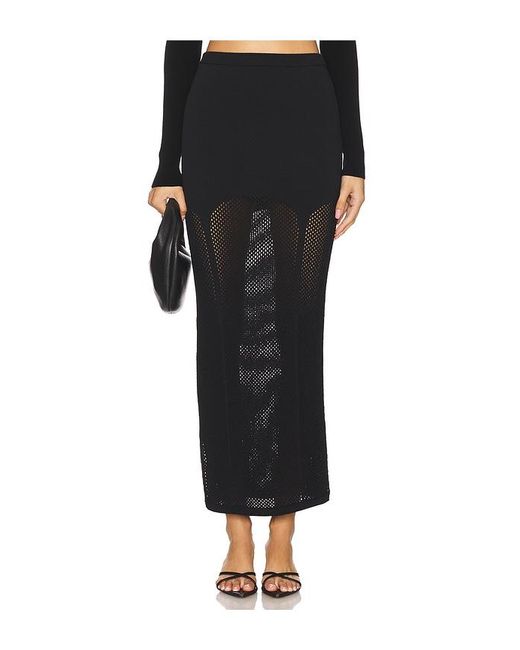 Fleur du Mal Black Knit Mesh Garter Skirt