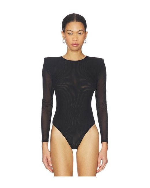L'Agence Black 'Agence Trista Shoulder Pad Bodysuit