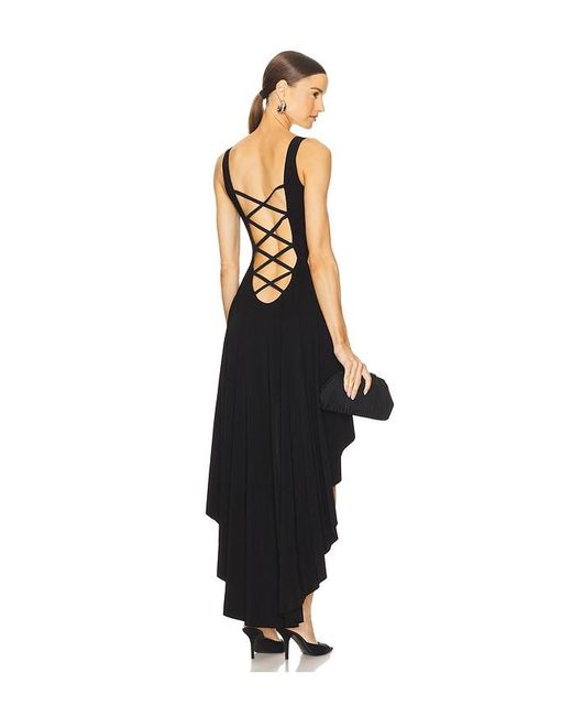 Norma Kamali Black Hi Low Sleeveless Gown