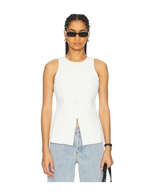 GOOD AMERICAN White Luxe Suiting Sculpted Vest