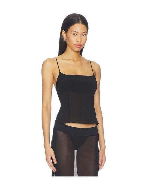 St. Agni Black Stretch Silk Cami