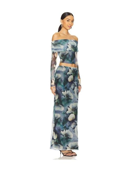MORE TO COME Blue Esmeralda Maxi Skirt Set