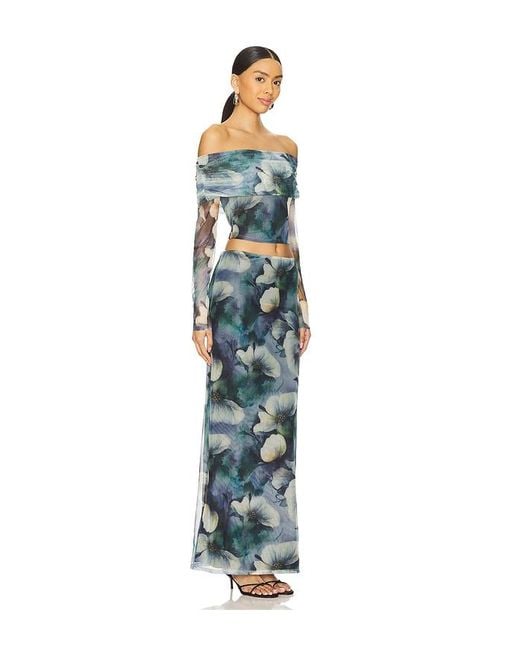MORE TO COME Blue Esmeralda Maxi Skirt Set