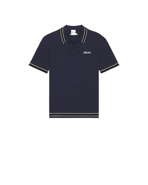 Khalhon Blue Varsity Tipped Rib Polo for men