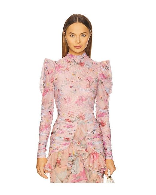 PATBO Pink Lily Flower Bodysuit