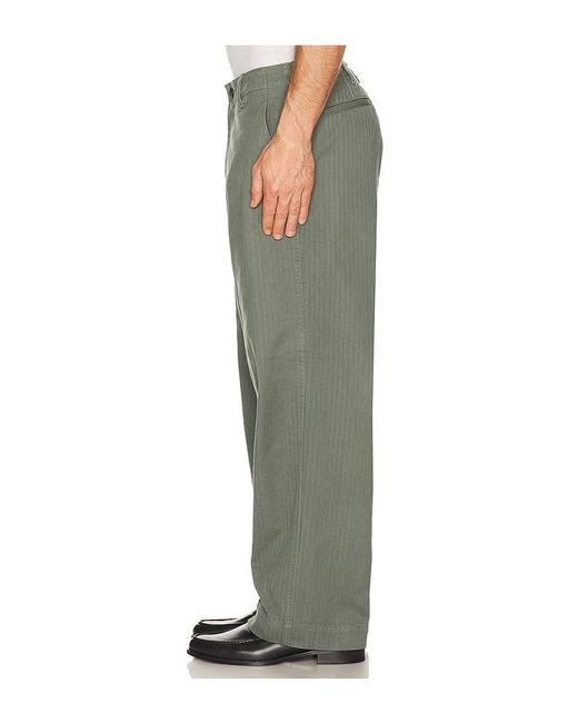 Beams Plus Green Mil Trousers Herringbone for men