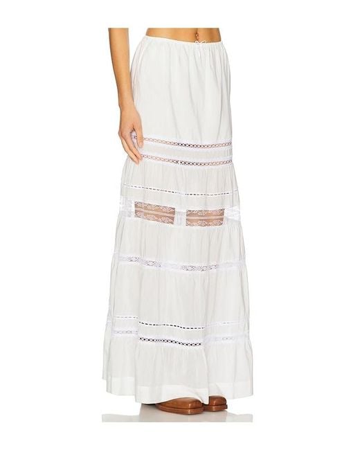 SWF White Tiered Lace Maxi Skirt