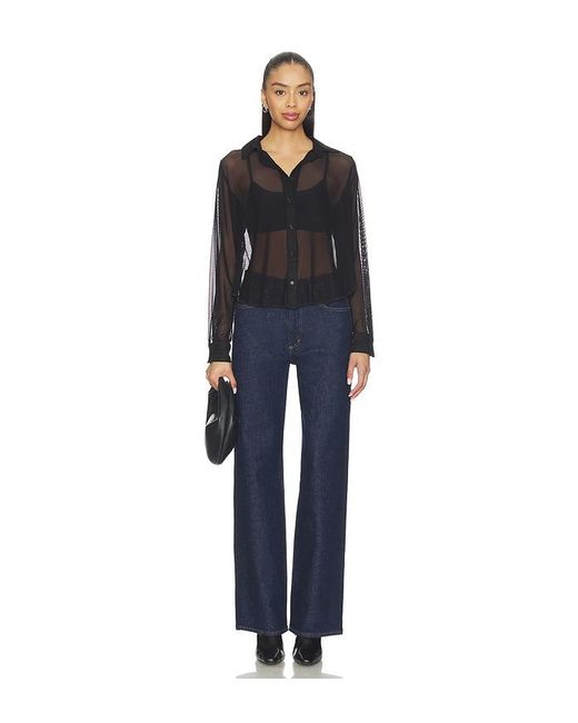 Michael Lauren Black Alameda Mesh Long Sleeve Button Up