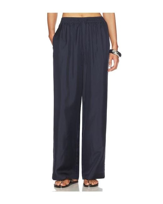 Rohe Blue Wide Leg Silk Trousers